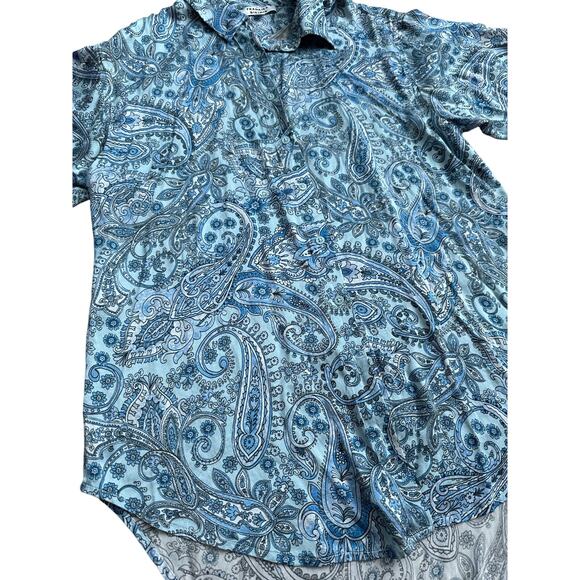 Frankie’s Bikinis Fifi Silk Button Up Shirt‎ Blue Paisley Size XS - Picture 7 of 10